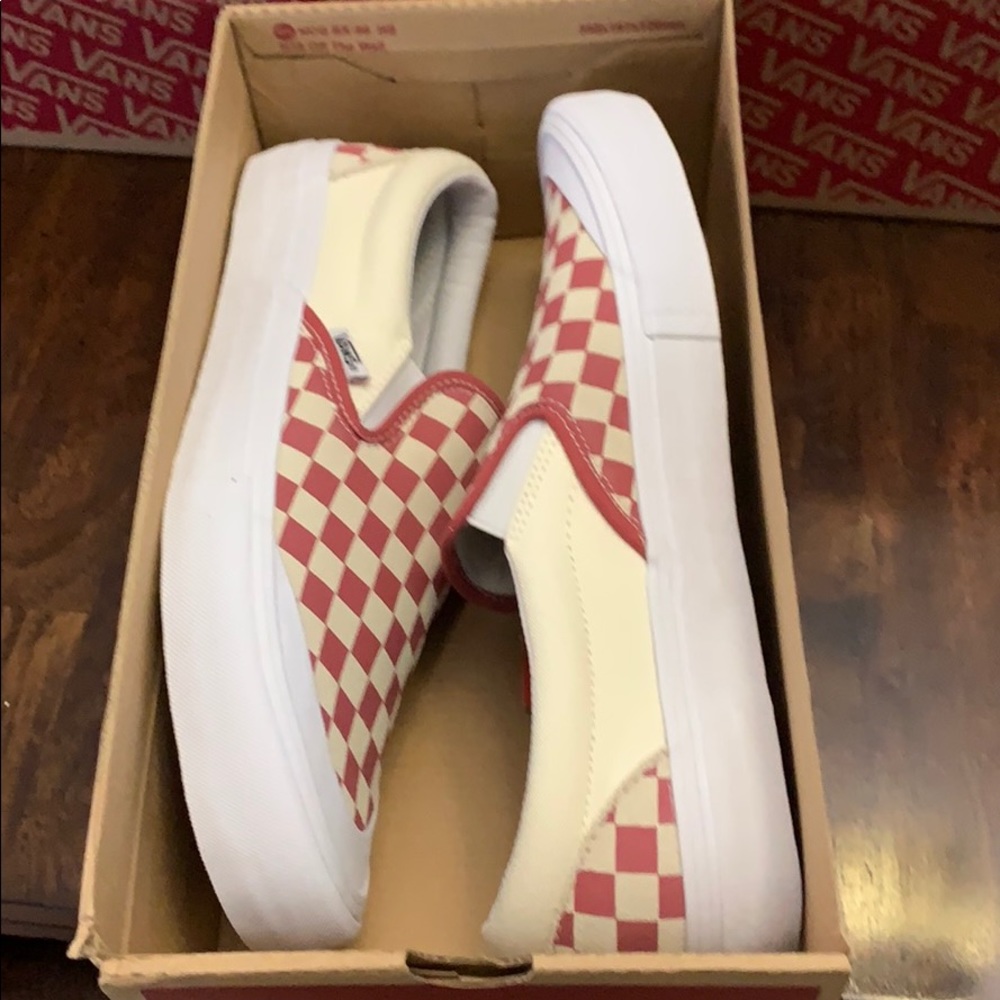 Vans Slip On Skate Shoes  Checkerboard Mineral Red - Picture 8 of 9